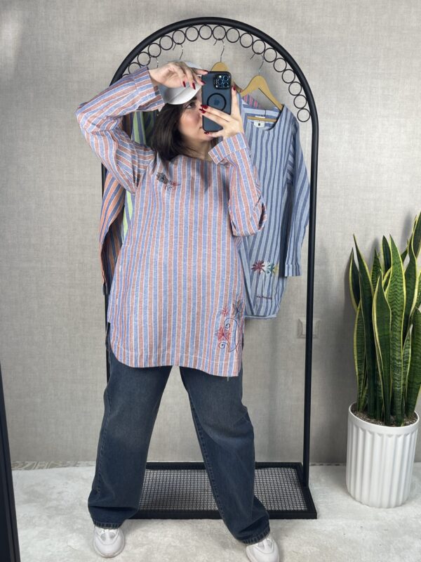 تونیک راه راه گلدوزی