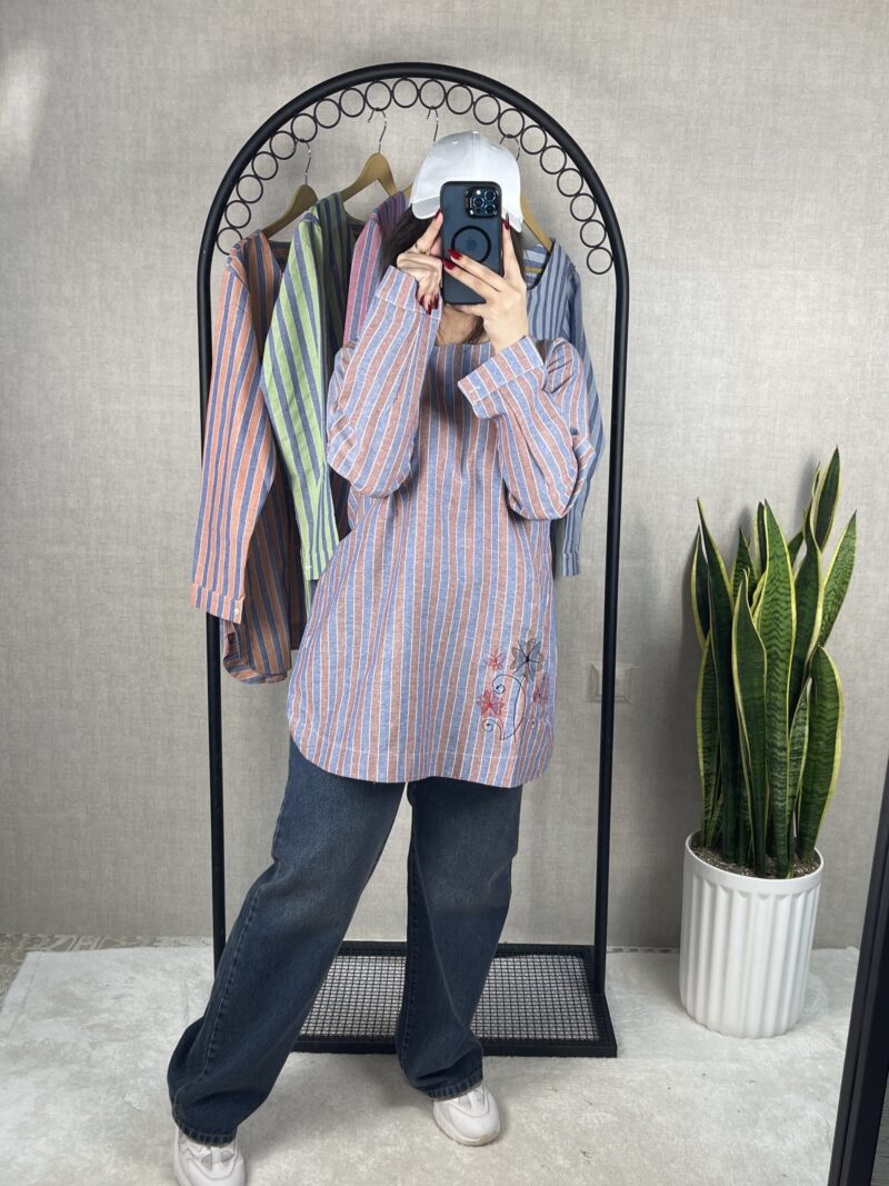 تونیک راه راه گلدوزی