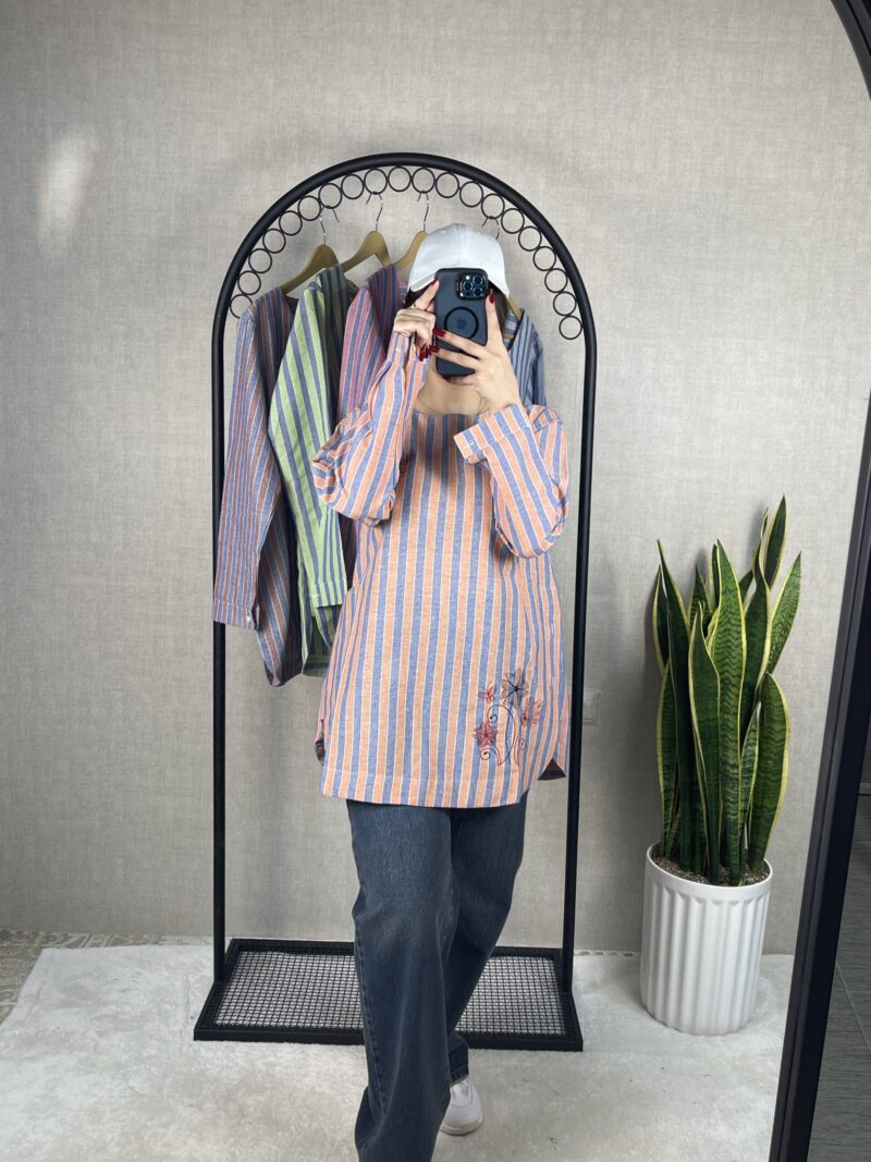 تونیک راه راه گلدوزی