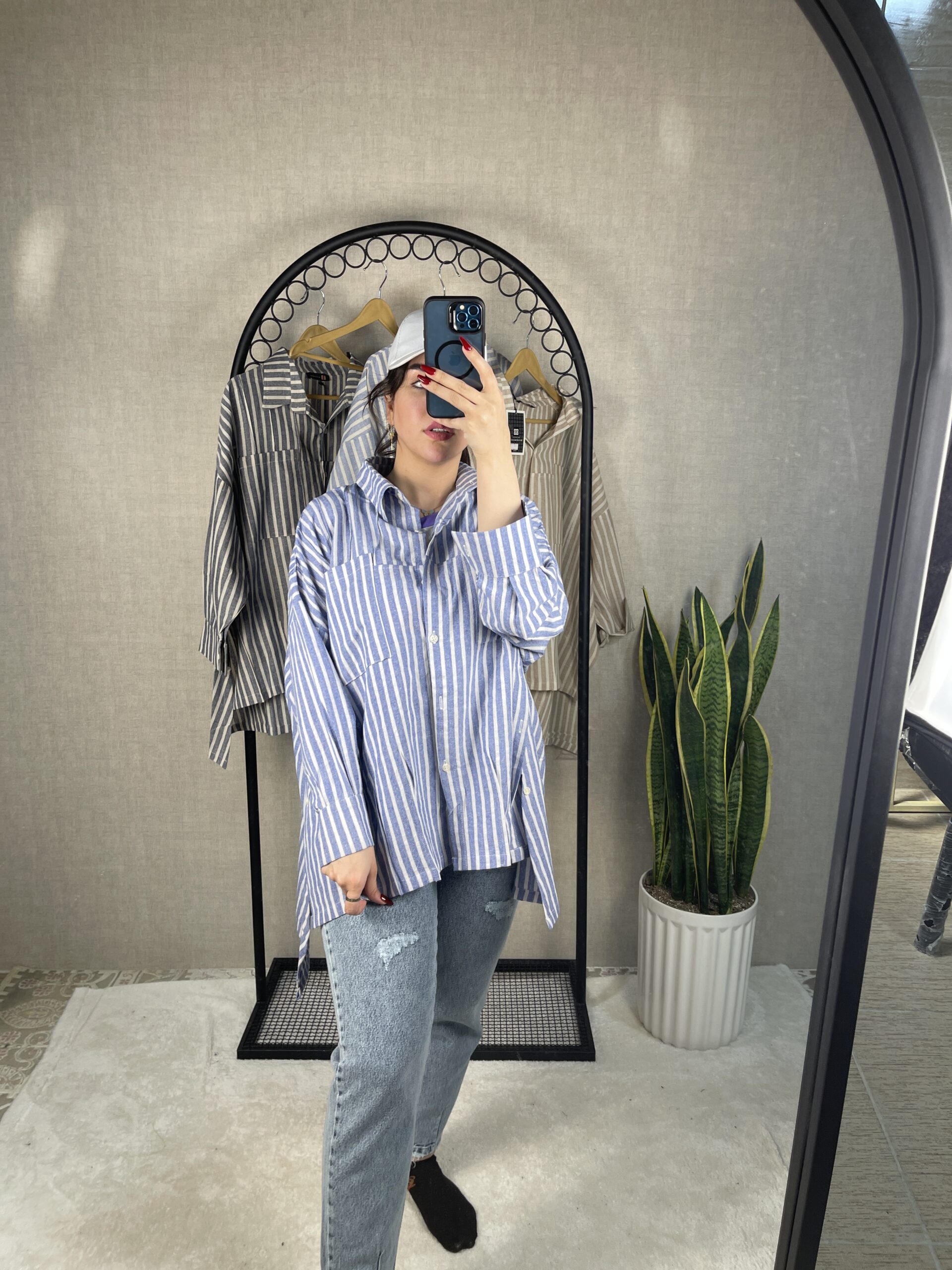 مانتو راه راه نخی سایز بزرگ