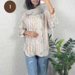 شومیز طرح دار آستین عروسکی