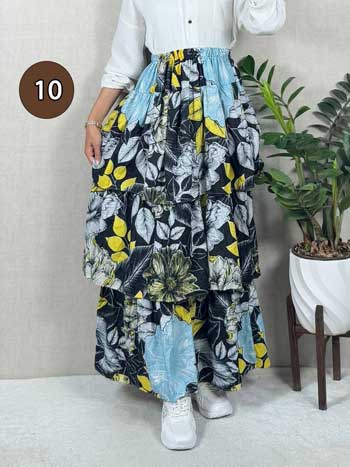 خرید دامن نخی پله ای