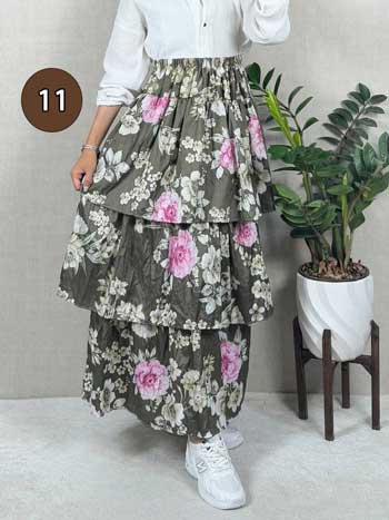 خرید دامن نخی پله ای