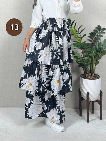 خرید دامن نخی پله ای