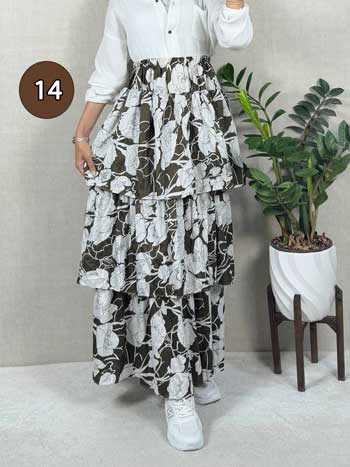 خرید دامن نخی پله ای