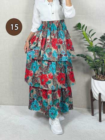 خرید دامن نخی پله ای