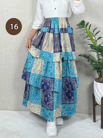 خرید دامن نخی پله ای