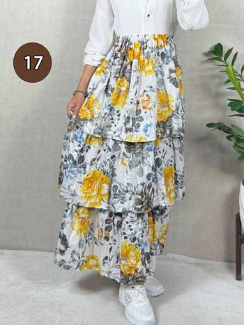 خرید دامن نخی پله ای