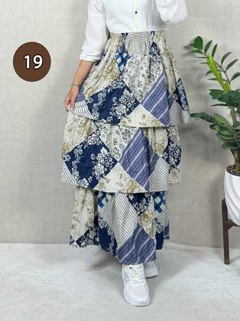 خرید دامن نخی پله ای