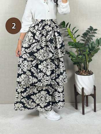 خرید دامن نخی پله ای