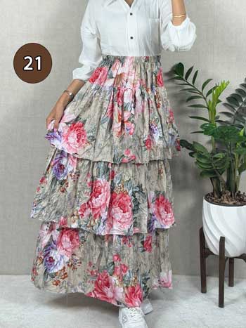 خرید دامن نخی پله ای