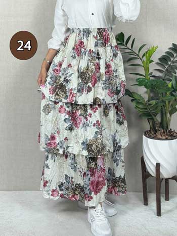 خرید دامن نخی پله ای