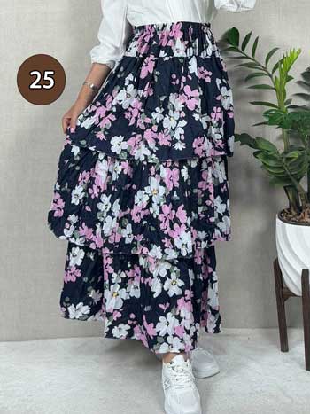 خرید دامن نخی پله ای