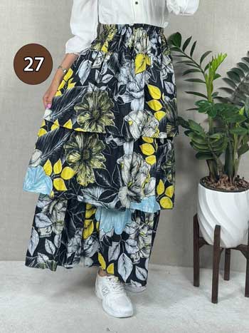 خرید دامن نخی پله ای