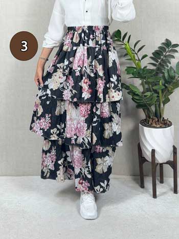 خرید دامن نخی پله ای