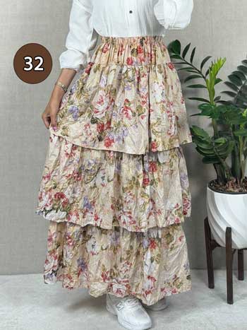 خرید دامن نخی پله ای