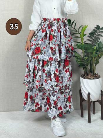 خرید دامن نخی پله ای