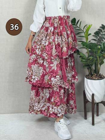 خرید دامن نخی پله ای