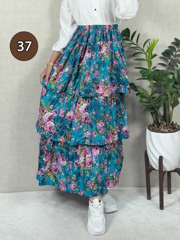 خرید دامن نخی پله ای