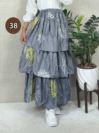 خرید دامن نخی پله ای