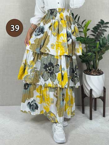 خرید دامن نخی پله ای