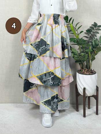 خرید دامن نخی پله ای