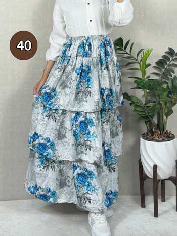 خرید دامن نخی پله ای