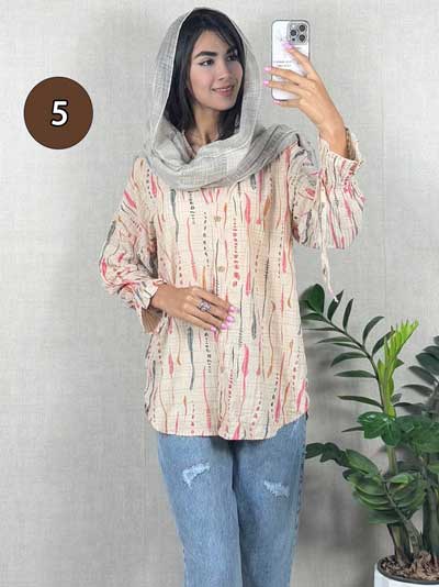 شومیز طرح دار آستین عروسکی