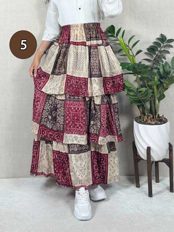 خرید دامن نخی پله ای