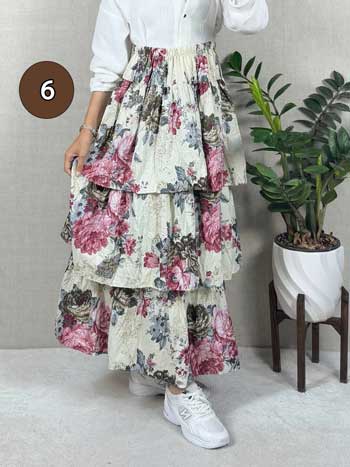 خرید دامن نخی پله ای