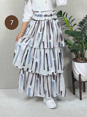 خرید دامن نخی پله ای