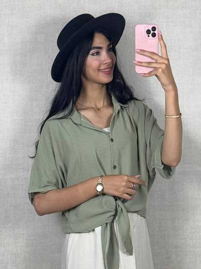 خرید بلوز گره ای لینن خنک خوش تن