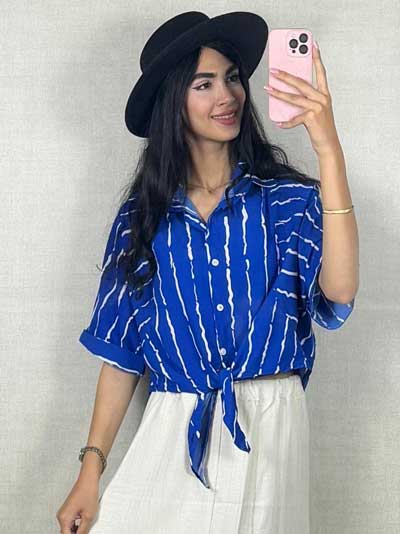 بلوز گره ای پارچه بوگاتی در رنگبندی متنوع