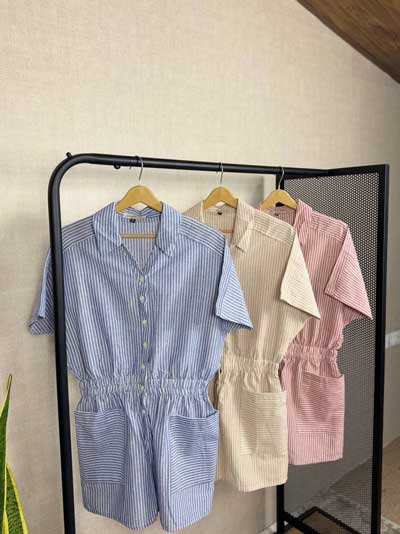 خرید سرهمی لینن راه راه خوش تن از پوشاک پرنیان