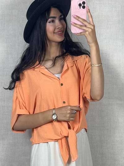 خرید بلوز گره ای لینن خنک خوش تن