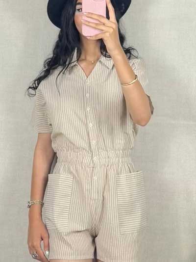 خرید سرهمی لینن راه راه خوش تن از پوشاک پرنیان