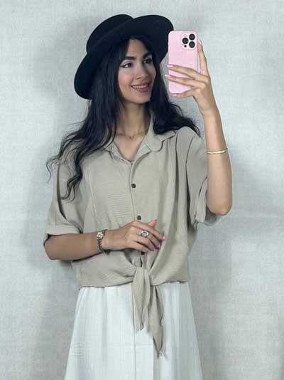 خرید بلوز گره ای لینن خنک خوش تن