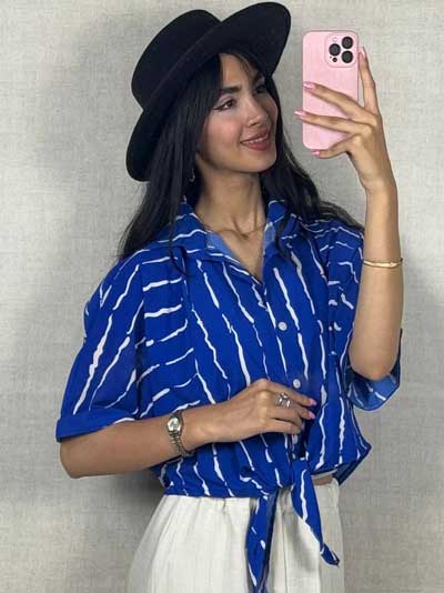 بلوز گره ای پارچه بوگاتی در رنگبندی متنوع