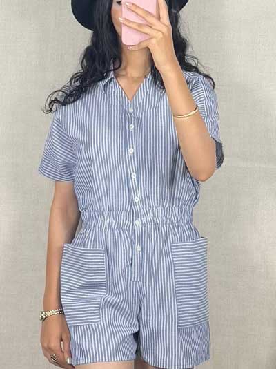 خرید سرهمی لینن راه راه خوش تن از پوشاک پرنیان