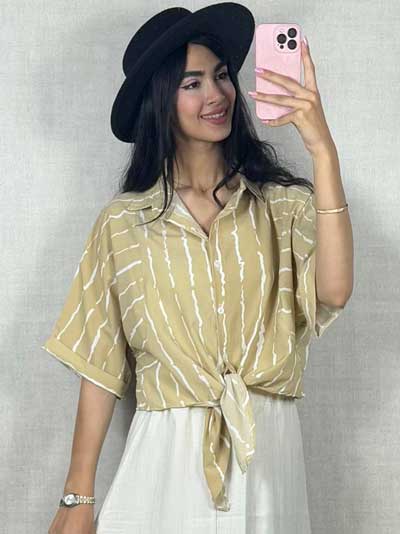 بلوز گره ای پارچه بوگاتی در رنگبندی متنوع