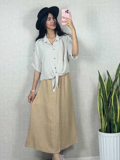 خرید بلوز گره ای لینن خنک خوش تن