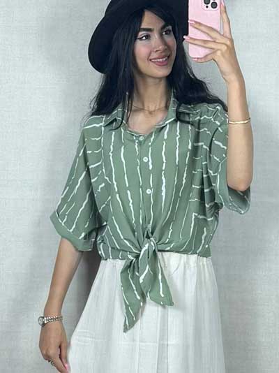 بلوز گره ای پارچه بوگاتی در رنگبندی متنوع