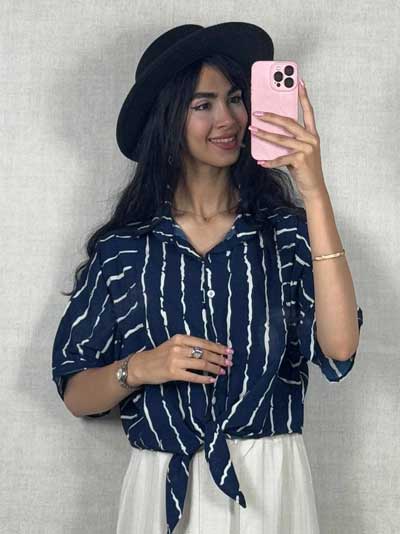 بلوز گره ای پارچه بوگاتی در رنگبندی متنوع