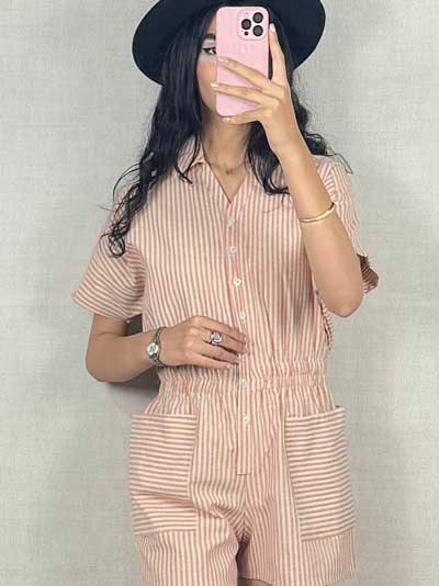 خرید سرهمی لینن راه راه خوش تن از پوشاک پرنیان