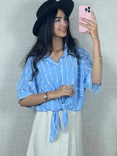 بلوز گره ای پارچه بوگاتی در رنگبندی متنوع