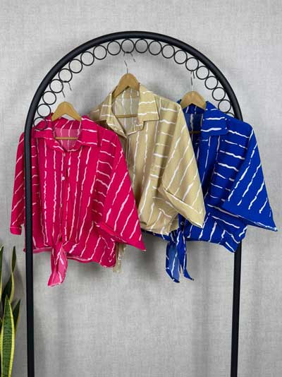 بلوز گره ای پارچه بوگاتی در رنگبندی متنوع