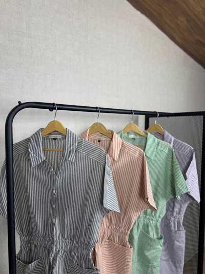 خرید سرهمی لینن راه راه خوش تن از پوشاک پرنیان