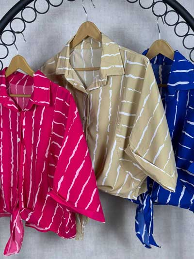 بلوز گره ای پارچه بوگاتی در رنگبندی متنوع