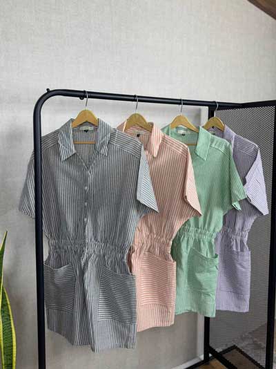 خرید سرهمی لینن راه راه خوش تن از پوشاک پرنیان