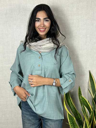 شومیز قواره دار دو دکمه خنک برای مهمانی و بیرون